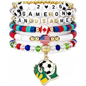 Soccer Theme Charm Bracelet for Fans, Adjustable Sports Bracelet, Game Day Accessories, Friendship Gift for Women Men Teens in Kuwait