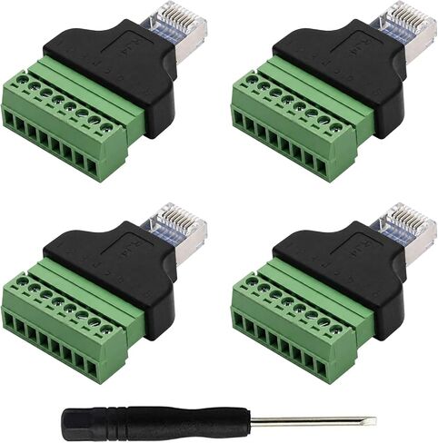 4 قطعة RJ45 برغي محطة محول كتلة، RJ45 إيثرنت ذكر إلى 8 دبوس موصل ل CCTV DVR Cat5 Cat6 Cat7 (3.5 مللي متر برغي الملعب) in Kuwait