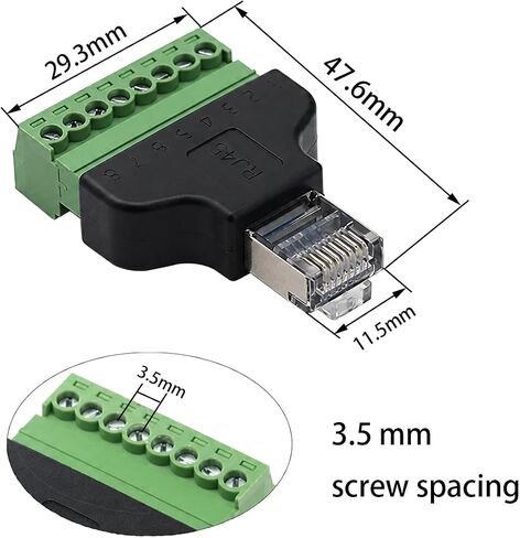 4 قطعة RJ45 برغي محطة محول كتلة، RJ45 إيثرنت ذكر إلى 8 دبوس موصل ل CCTV DVR Cat5 Cat6 Cat7 (3.5 مللي متر برغي الملعب) in Kuwait