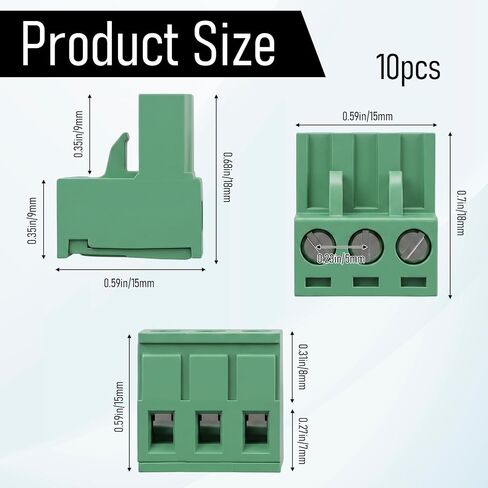 10 قطع 3 درجة قابلة للتوصيل السريع بدون لحام نوع موصل 5 مم DIY PCB جبل المسمار محطة كتلة موصل 3 دبوس موصلات التوصيل المقبس لوحة جبل DIY التوصيل للإلكترونيات (أخضر) in Kuwait