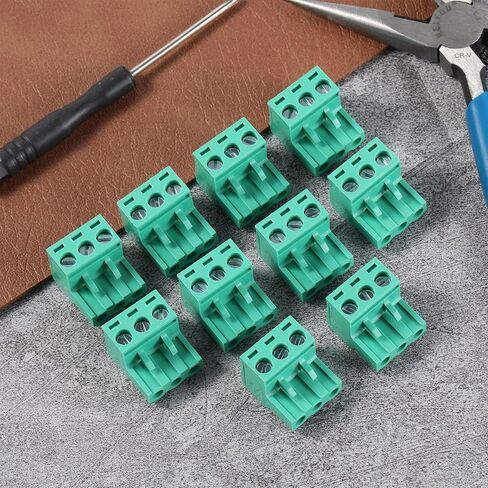 10 قطع 3 درجة قابلة للتوصيل السريع بدون لحام نوع موصل 5 مم DIY PCB جبل المسمار محطة كتلة موصل 3 دبوس موصلات التوصيل المقبس لوحة جبل DIY التوصيل للإلكترونيات (أخضر) in Kuwait