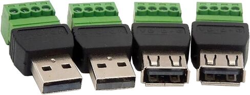 4 حزمة USB A ذكر وأنثى إلى 4 دبوس برغي طرفي بدون لحام محطات برغي محول محول الشحن in Kuwait