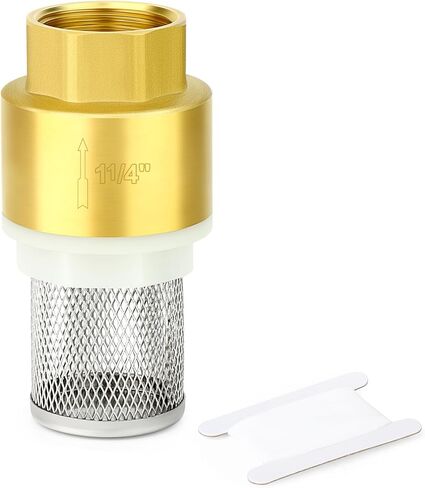 GASHER 1PC Brass Foot Valve 1-1/4" Female Thread Check Valves, Brass Bottom Valve with Filter Backflow Preventer for Water Pump, Irrigation, Industrial Piping System in Kuwait