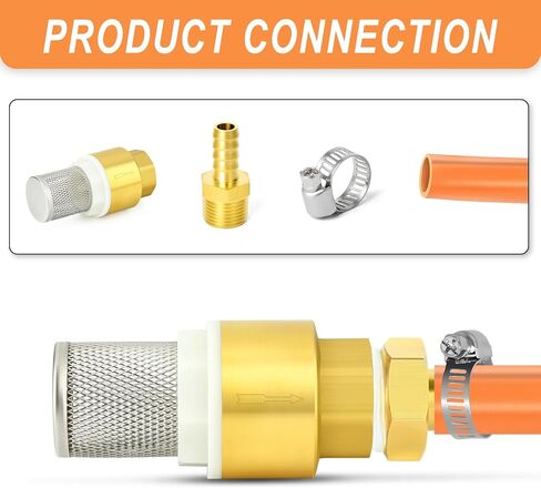 GASHER 1PC Brass Foot Valve 1-1/4" Female Thread Check Valves, Brass Bottom Valve with Filter Backflow Preventer for Water Pump, Irrigation, Industrial Piping System in Kuwait