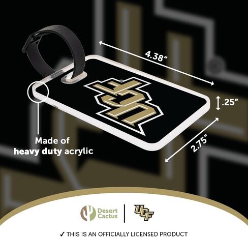 علامة الأمتعة لجامعة صبار الصحراء بوسط فلوريدا - بطاقة تعريف السفر الرسمية من UCF Knights المكونة من قطعتين لحقائب السفر والحقائب والحقائب المحمولة (عبوة من عبوتين من علامة الأمتعة الأكريليك A) in Kuwait