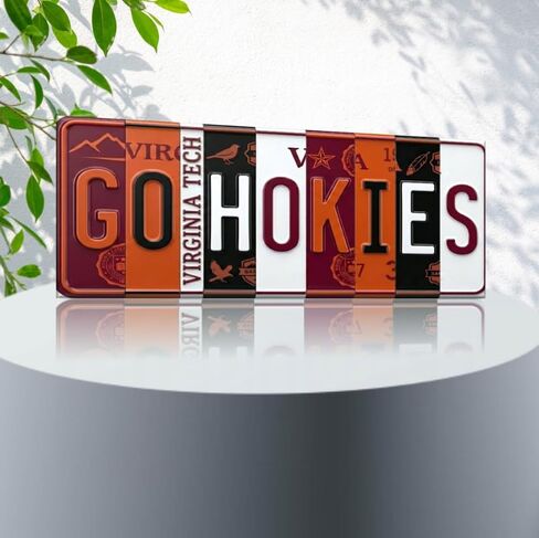 Virginia Go Hokies License Plate Sign - Metal Wall Art 16x6 Inch Aluminum - Maroon Orange - ACC Fan Cave Dorm Room Decor - UV-Resistant Ready to Hang College Wall Sign in Kuwait