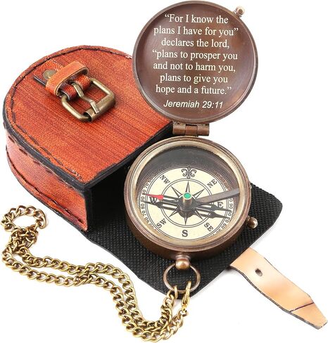 Diractional Megnatic Compass with Authentic Leather Case, Thoreau's Go Confidently, for I Know, Adventures, Christmas, Birthday, Religious & Baptism, Inspirational or Graduation Day Gifts in Kuwait