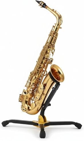 Foldable Saxophone Stand for Alto and Tenor Sax, Adjustable Metal Sax Tripod Stand with Chain Lock, Portable Saxophone Holder, Triangle Base in Kuwait