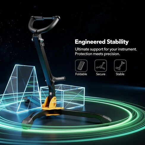 Foldable Saxophone Stand for Alto and Tenor Sax, Adjustable Metal Sax Tripod Stand with Chain Lock, Portable Saxophone Holder, Triangle Base in Kuwait