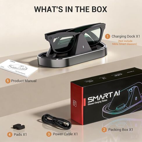 CoBak Charging Station for Meta Ray-Ban Glasses (Gen 1 2), Compatible with Wayfarer, Skyler, Headliner & Oakley Meta HSTN with LED Indicator, Slate in Kuwait