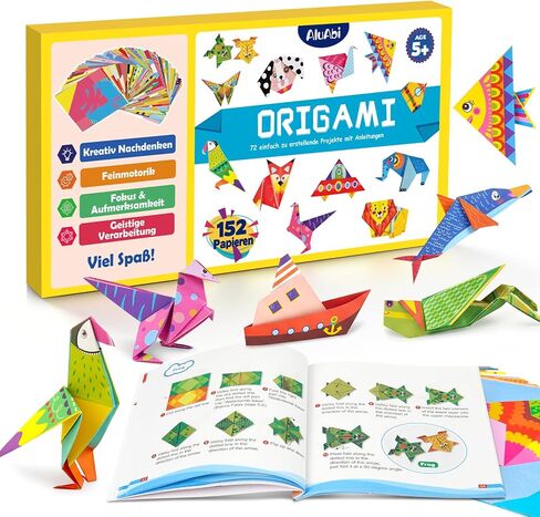 Origami Paper Kit for Kids Ages 5-8 8-12,152 Sheets Origami Paper Set - 72 Double Sided Patterns with Guiding Book,DIY Art and Crafts Kit Travel Activities Party Favor Gifts for Girls Boys in Saudi Arabia