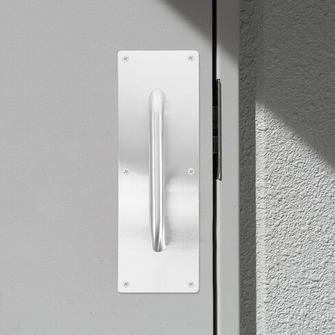 SUPVOX 2pcs Stainless Steel Door Handle Pulls for Fire Doors and Commercial Use Sleek Modern Push Pull Plate Handles Versatile Application in Kuwait