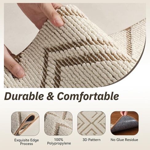 PADOOR Stair Treads Non Slip 15 PCS, 3D Peel and Stick Stair Treads for Wooden Steps Indoor, Residue-Free Adhesive Stair Runner for Kids, Elders & Pets, Washable Carpet for Stairs,8"x30",Brown in Kuwait