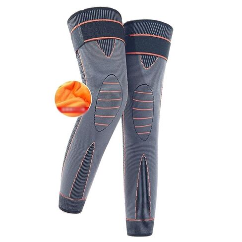 Adult Long Plush Knee Pads with Knee Straps for Men and Women, Keep Cold Feet Warm (Large, Gray, 3XL) in Kuwait