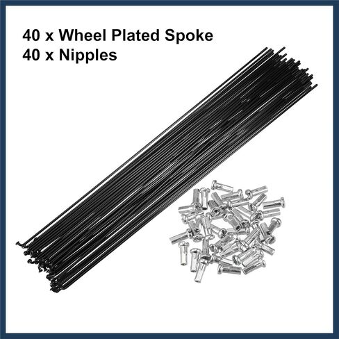40 Pcs Bicycle Steel Spokes 14G Bike Spoke 292mm Length with Nipples for Most Bicycle Stylish Design in Kuwait
