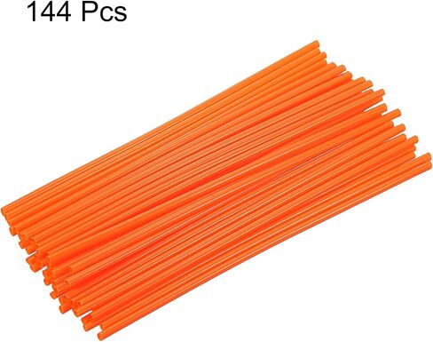 HARFINGTON 144pcs Spoke Skins Covers 0.2" Plastic Universal Dirt Bike Spoke Skin Wraps Bicycle Motorcycle Cycling Wheel Decoration Protector Spokes for 8"-21" Rims, Orange in Kuwait