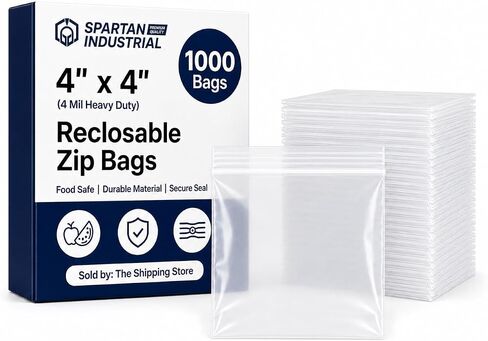 Spartan Industrial - 4" X 4" Clear Zip Bags (1000 Count) Heavy Duty 4 Mil Plastic Bags With Resealable Zipper to Bag Bolts, Seeds, and Small Parts in Kuwait