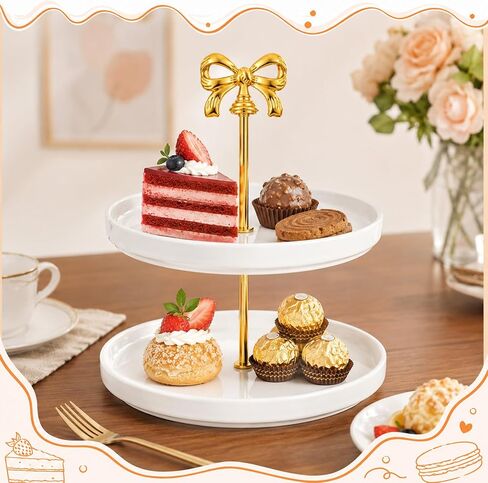 Gold Bow 3 Tier Cake Stand Hardwares, 3 Tiered Tray Hardware Kit | Heavy Duty Metal Zinc Alloy, 3 Tiered/2 Tiered, Cute and Elegant Bow, For Serving Dessert Fruit Cupcake Dish Food in Kuwait