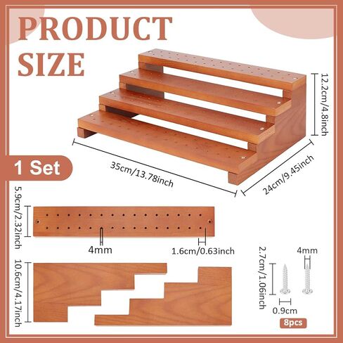 PH PandaHall 120 Holes Wooden Skewer Display Holder Appetizer Skewer Display, 4 Tier Party Skewers Tray Wood Lollipop Stand for Party Buffet Fruit Veggie Cocktail Catering Banquets, 13.9x9.4 in Kuwait