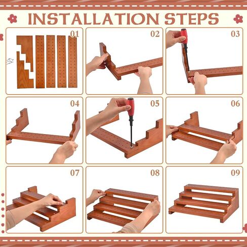 PH PandaHall 120 Holes Wooden Skewer Display Holder Appetizer Skewer Display, 4 Tier Party Skewers Tray Wood Lollipop Stand for Party Buffet Fruit Veggie Cocktail Catering Banquets, 13.9x9.4 in Kuwait