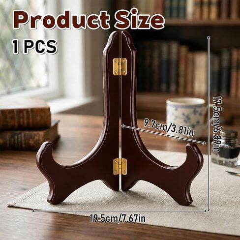 Wooden Display Stand, 7 Inch Plate Holders for Displaying, Red Brown Wood Easel Plates Holders to Display Picture, Frame, Cook Books, Art, Dish, Certificates and Ideal Wedding, Home, Birthday, Party in Kuwait