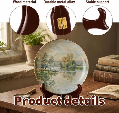 Wooden Display Stand, 7 Inch Plate Holders for Displaying, Red Brown Wood Easel Plates Holders to Display Picture, Frame, Cook Books, Art, Dish, Certificates and Ideal Wedding, Home, Birthday, Party in Kuwait