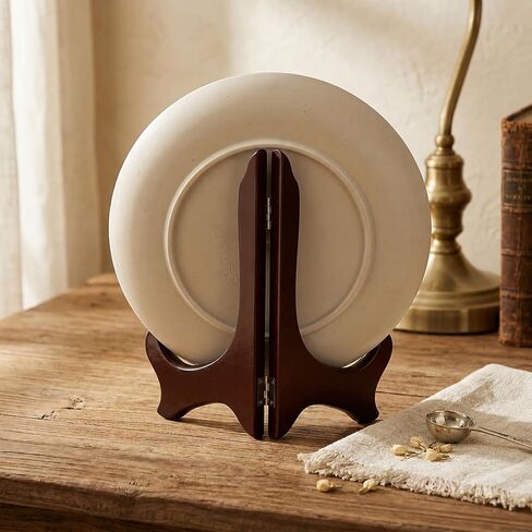 Wooden Display Stand, 7 Inch Plate Holders for Displaying, Red Brown Wood Easel Plates Holders to Display Picture, Frame, Cook Books, Art, Dish, Certificates and Ideal Wedding, Home, Birthday, Party in Kuwait
