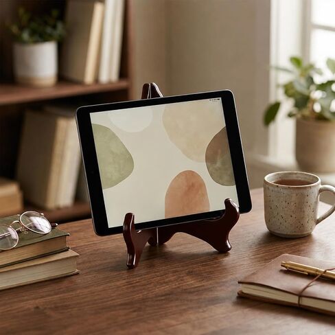 Wooden Display Stand, 7 Inch Plate Holders for Displaying, Red Brown Wood Easel Plates Holders to Display Picture, Frame, Cook Books, Art, Dish, Certificates and Ideal Wedding, Home, Birthday, Party in Kuwait