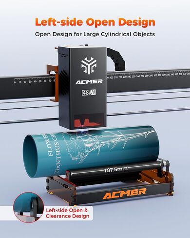 ACMER M3 Laser Rotary Roller, Laser Engraver Y-axis Rotary 360° Roller with 6-164mm Engraving Space for Engraving Cylindrical Objects, Ring, Suitable for ACMER P2, P1 and Most Laser Engrave in Saudi Arabia