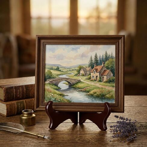Wooden Display Stand, 7 Inch Plate Holders for Displaying, Red Brown Wood Easel Plates Holders to Display Picture, Frame, Cook Books, Art, Dish, Certificates and Ideal Wedding, Home, Birthday, Party in Kuwait