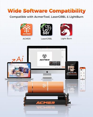 ACMER M3 Laser Rotary Roller, Laser Engraver Y-axis Rotary 360° Roller with 6-164mm Engraving Space for Engraving Cylindrical Objects, Ring, Suitable for ACMER P2, P1 and Most Laser Engrave in Saudi Arabia