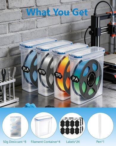Filament Storage Box 10 Pack for 3D Printer Filament Storage Container Portable with Desiccants and Label Water-Proof Dust-Proof for 1.75mm Filament Transparent Blue 4.0L(9.03 * 8 * 3) in Kuwait