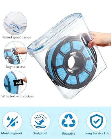Filament Storage Box 10 Pack for 3D Printer Filament Storage Container Portable with Desiccants and Label Water-Proof Dust-Proof for 1.75mm Filament Transparent Blue 4.0L(9.03 * 8 * 3) in Kuwait