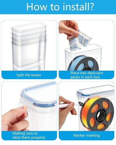 Filament Storage Box 10 Pack for 3D Printer Filament Storage Container Portable with Desiccants and Label Water-Proof Dust-Proof for 1.75mm Filament Transparent Blue 4.0L(9.03 * 8 * 3) in Kuwait