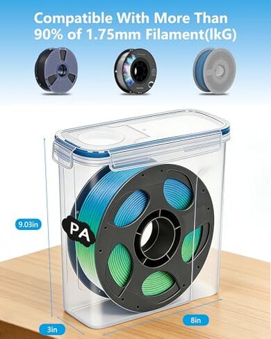 Filament Storage Box 10 Pack for 3D Printer Filament Storage Container Portable with Desiccants and Label Water-Proof Dust-Proof for 1.75mm Filament Transparent Blue 4.0L(9.03 * 8 * 3) in Kuwait