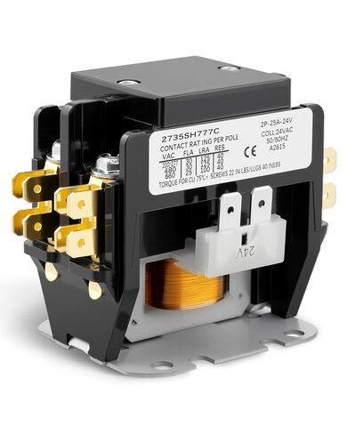 CONT2P025024VS Double Pole Contactor, 24V 25A 2 Pole Condenser Contactor, for Air Conditioner Compressor,Compatible with Goodman/Amana/Daikin/Kenmore in Kuwait