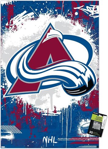 ملصق حائط من Trends International NHL Colorado Avalanche - شعار الحد الأقصى 23، 22.37 بوصة × 34.00 بوصة، حزمة ملصق ودبابيس دفع in Kuwait
