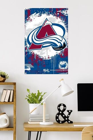 ملصق حائط من Trends International NHL Colorado Avalanche - شعار الحد الأقصى 23، 22.37 بوصة × 34.00 بوصة، حزمة ملصق ودبابيس دفع in Kuwait