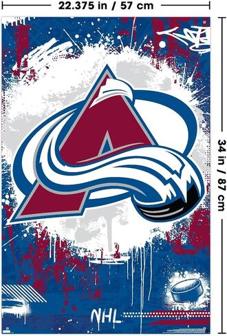 ملصق حائط من Trends International NHL Colorado Avalanche - شعار الحد الأقصى 23، 22.37 بوصة × 34.00 بوصة، حزمة ملصق ودبابيس دفع in Kuwait
