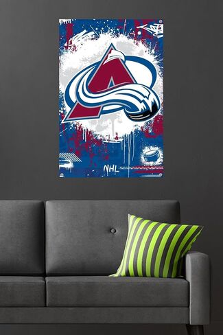 ملصق حائط من Trends International NHL Colorado Avalanche - شعار الحد الأقصى 23، 22.37 بوصة × 34.00 بوصة، حزمة ملصق ودبابيس دفع in Kuwait