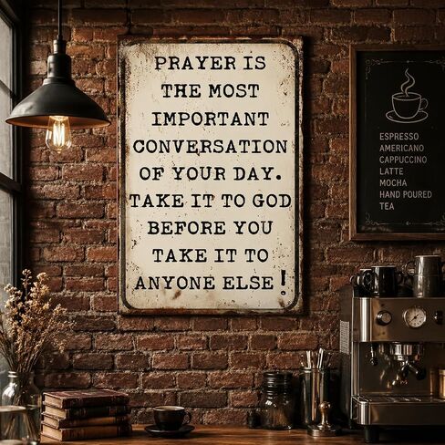 لوحة فنية جدارية من Gocolt، علامة قصدير اقتباس صلاة عتيقة، ديكور مسيحي، هدية للرجال والنساء، مكتب الكنيسة المنزلية، 8 × 12 بوصة (0) in Kuwait