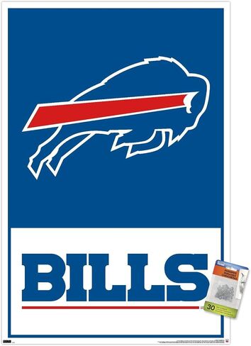 ملصق حائط بشعار 21 من Trends International NFL Buffalo Bills، 22.37 بوصة × 34.00 بوصة، ملصق ممتاز وحزمة دبابيس الدفع in Kuwait
