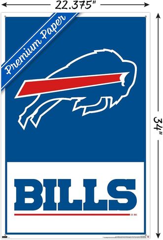 ملصق حائط بشعار 21 من Trends International NFL Buffalo Bills، 22.37 بوصة × 34.00 بوصة، ملصق ممتاز وحزمة دبابيس الدفع in Kuwait