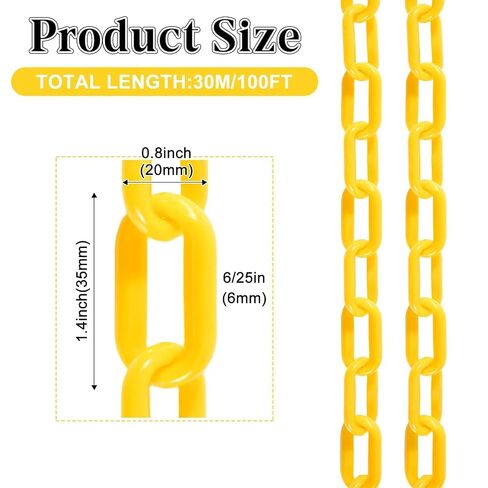 100Ft Plastic Chain Links Chain Barrier Weatherproof Safety Links for Crowd Control Barriers Queue Line Parking Driveway Decoration (Black) in Saudi Arabia