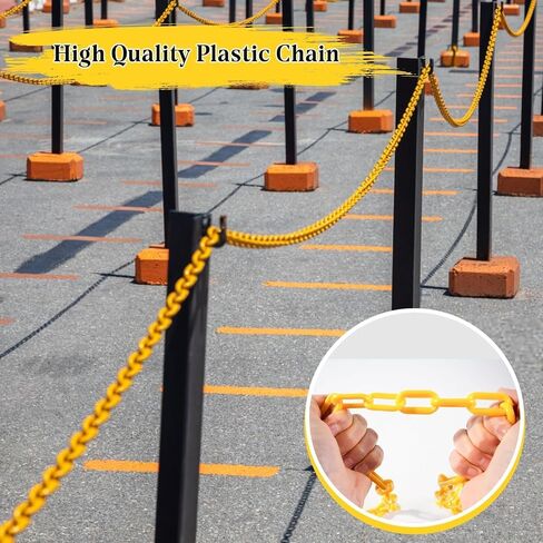 100Ft Plastic Chain Links Chain Barrier Weatherproof Safety Links for Crowd Control Barriers Queue Line Parking Driveway Decoration (Black) in Saudi Arabia