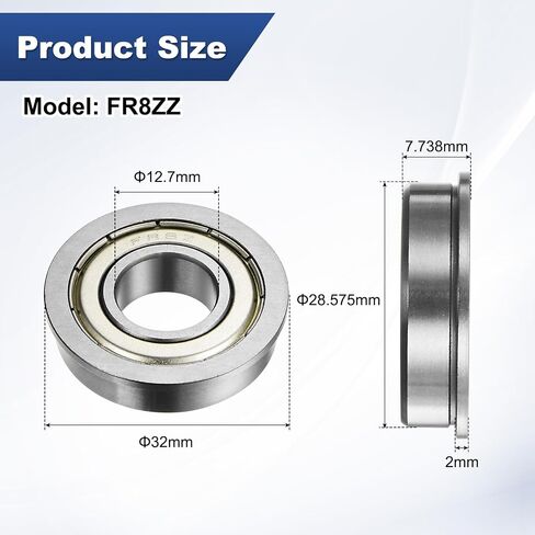 M METERXITY 10-Pack FR6ZZ Flanged Ball Bearing, 3/8" x 7/8" x 9/32" Double Metal Shielded Chrome Steel (GCr15) Flange Rip Bearings for Wheelbarrow/Printer/Fax Machines/Power Tools in Kuwait