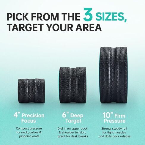 GymCope 3pack Back Wheel Foam Roller – Targeted Back & Neck Relief, Lumbar Spine Stretcher, Spinal Decompression Stretcher, Massage Roller with Density Foam for Physical Therapy, Supports 500lbs in Kuwait