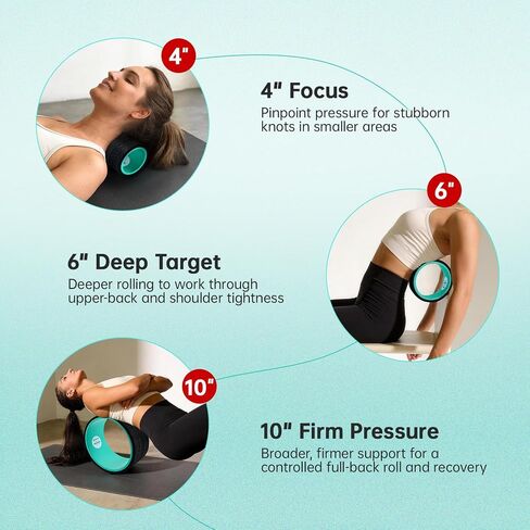 GymCope 3pack Back Wheel Foam Roller – Targeted Back & Neck Relief, Lumbar Spine Stretcher, Spinal Decompression Stretcher, Massage Roller with Density Foam for Physical Therapy, Supports 500lbs in Kuwait