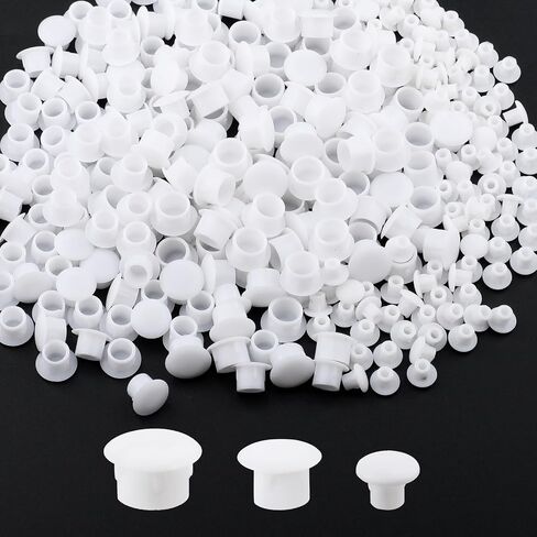 300 PCS Plastic Hole Plugs White Assorted 3/16, 5/16, 3/8 Inch Round Hole Cover, Flush Type Hole Plugs Snap in Locking for Kitchen Cabinet Furniture Cupboard Shelves(5/8/10 mm) in Kuwait
