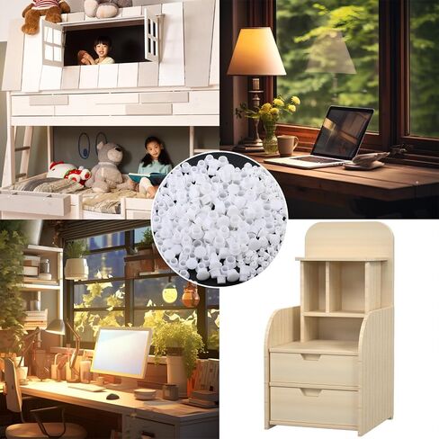 300 PCS Plastic Hole Plugs White Assorted 3/16, 5/16, 3/8 Inch Round Hole Cover, Flush Type Hole Plugs Snap in Locking for Kitchen Cabinet Furniture Cupboard Shelves(5/8/10 mm) in Kuwait